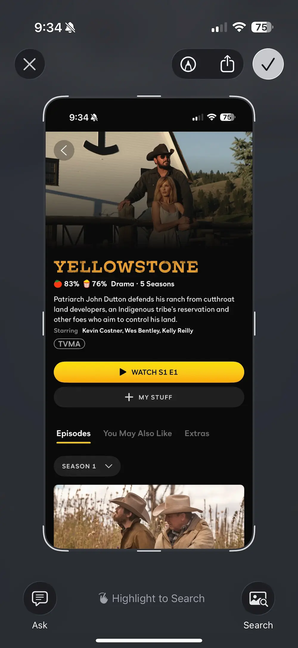 Share a screenshot to identify and save a title